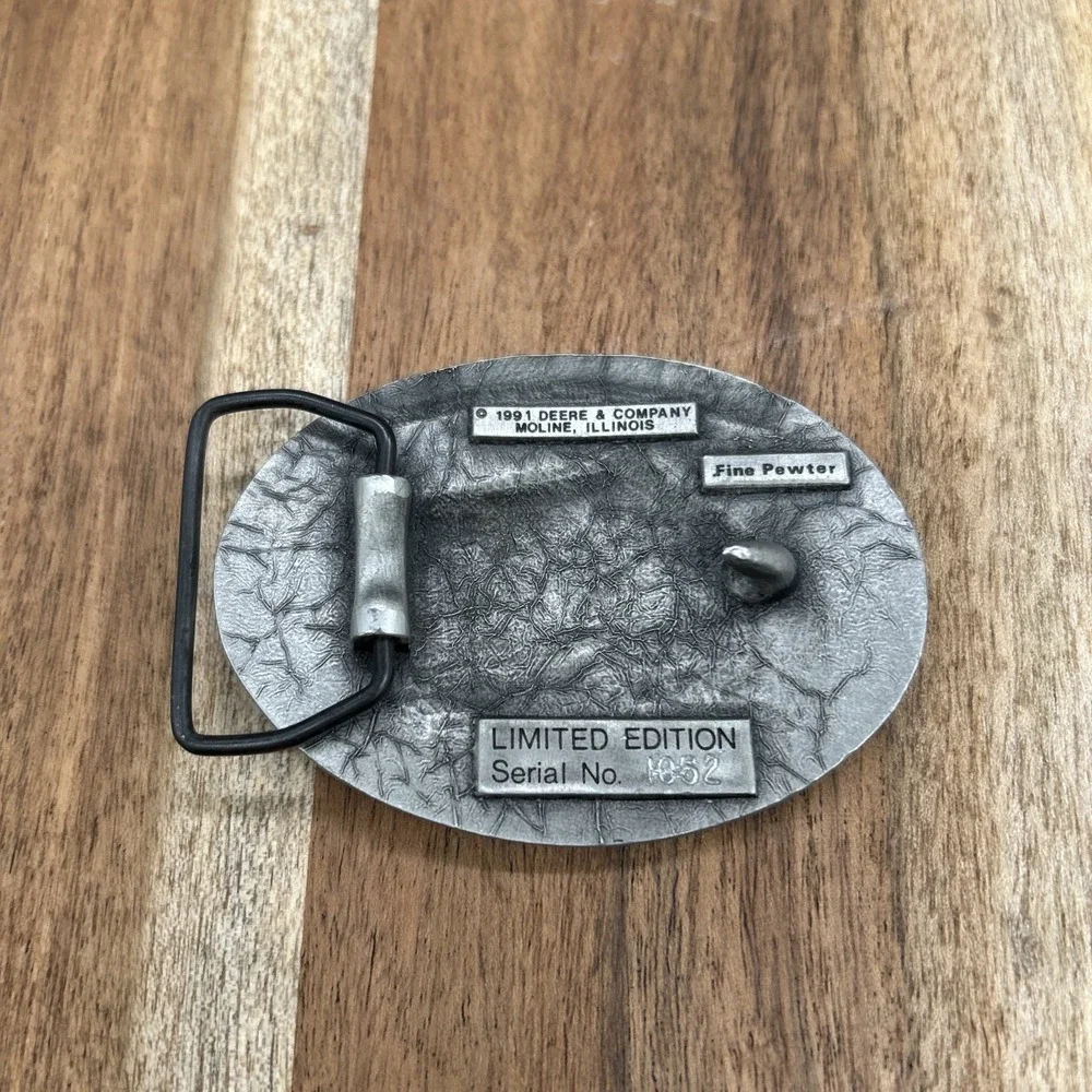 John Deere Breaking The Prairie Belt Buckle Pewter 1991 Limited Edition 1052